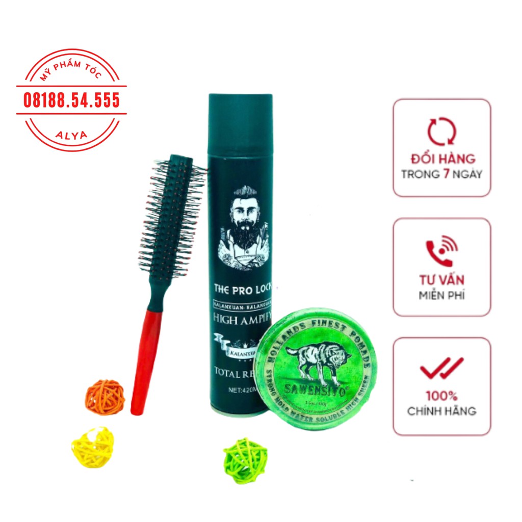 COMBO gôm sáp THE PRO LOCK + Wax Sawensito Sói Xanh Green Pomade tạo kiểu giữ nếp cho tóc. HÀNG CHÍNH HÃNG