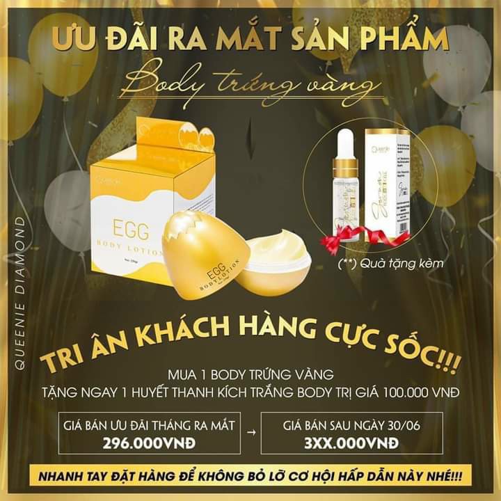 BODY kem Trứng Vàng ( tặng huyết thanh kích trắng )100% chính hãng