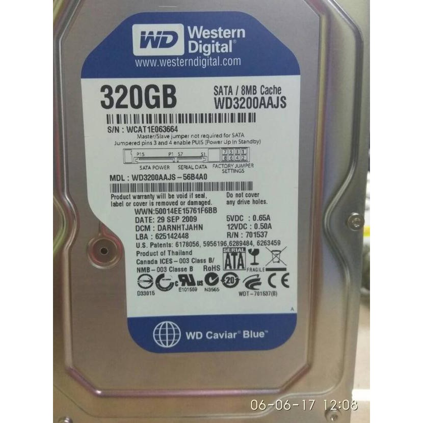 Ổ Cứng Wdc 320gb Sata (Wdc Sata) 1 Năm
