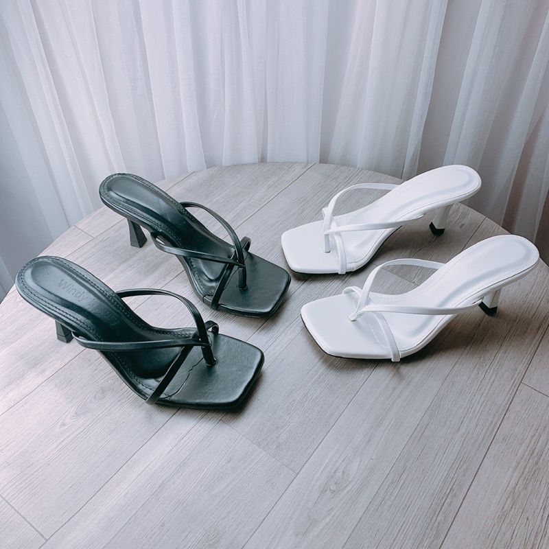 Guốc sandal sỏ ngón phối quai dây mảnh mũi vuông 7cm (hàng đẹp ) - g96