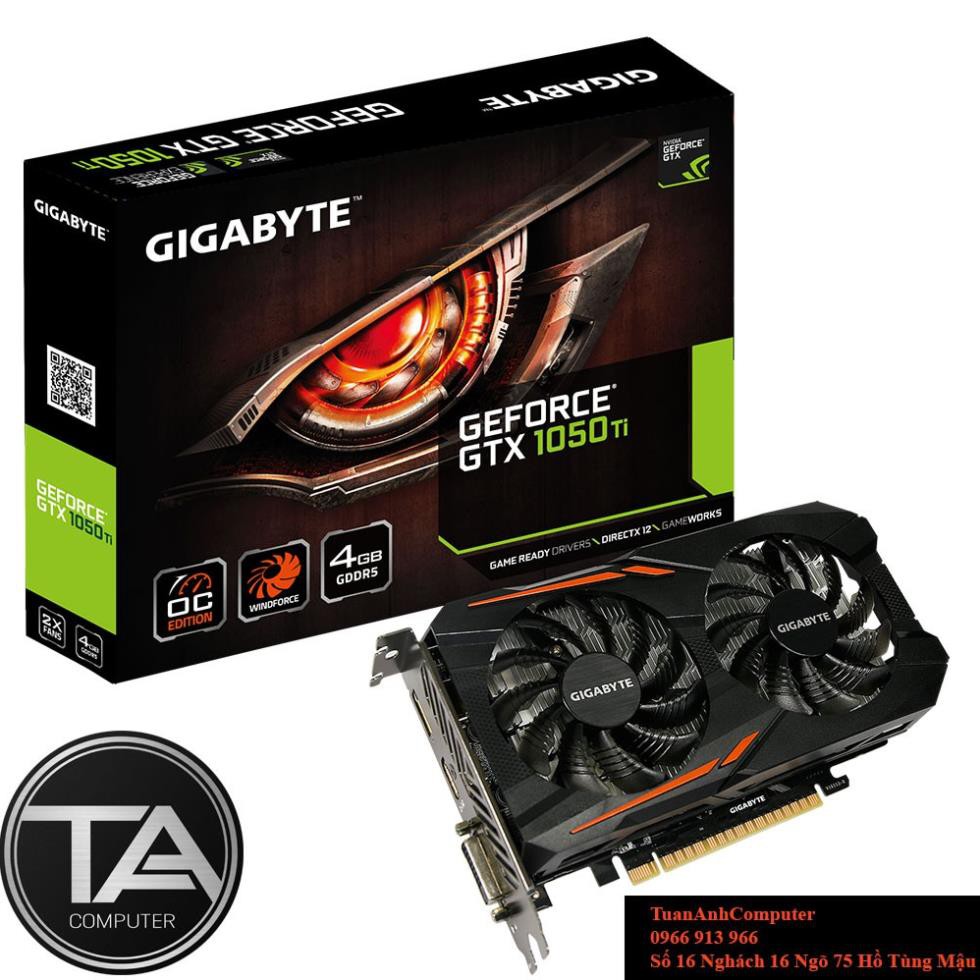 Card đồ họa Gigabyte GTX 1050ti 4gb 2fan bh 1 năm - Giga GTX 1050ti 4gb