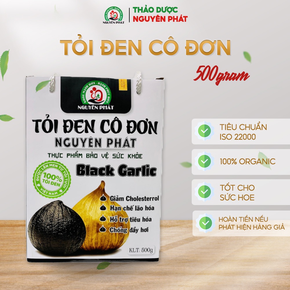 Hộp cao cấp tỏi đen cô đơn 1 nhánh Nguyên Phát 500g lên men tự nhiên công nghệ Nhật Bản thực phẩm sức khỏe