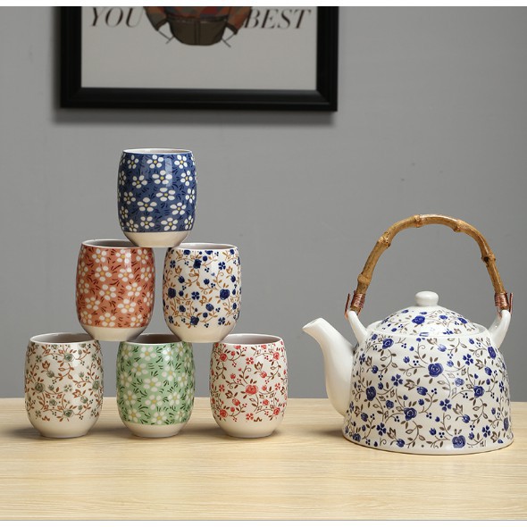 (sẵn hàng) bộ ấm trà họa tiết hoa nhí cổ điển kèm khay (hàng order)