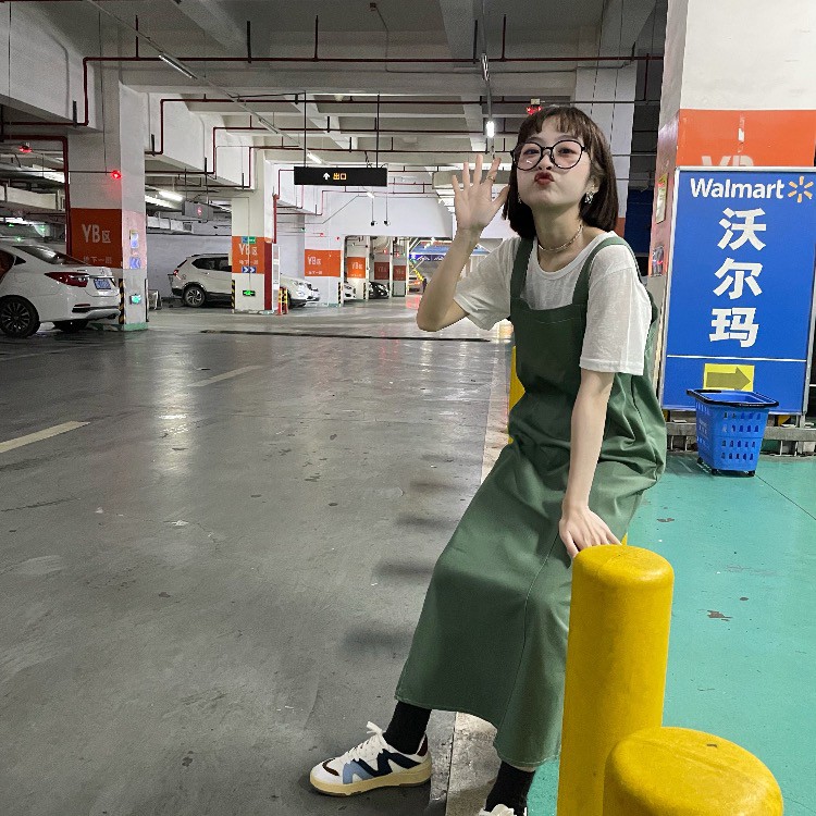 Bộ Áo Thun Dáng Rộng Phối Ren + Đầm Yếm Kiểu Hàn Quốc Dễ Thương Cho Bé Gái