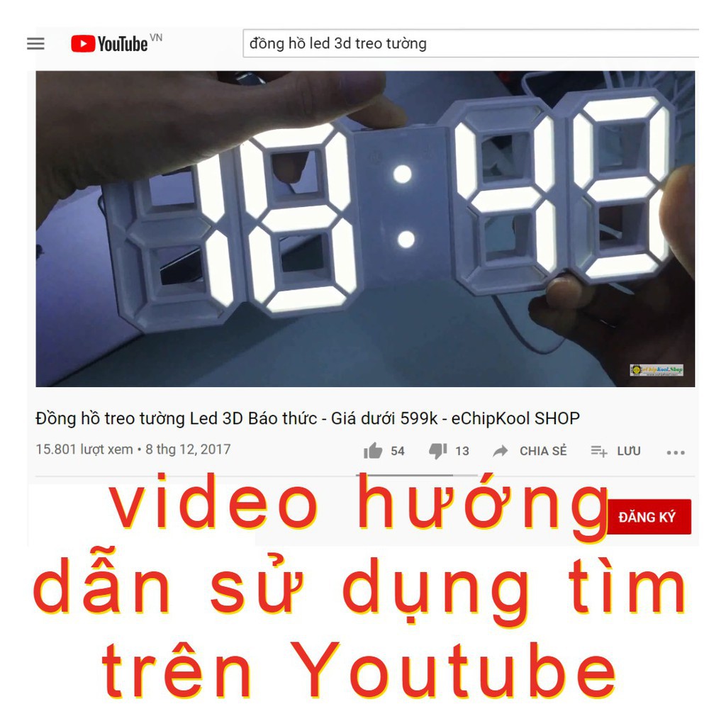 Đồng hồ đèn Led 3D treo tường, để bàn Digital Wall Clock