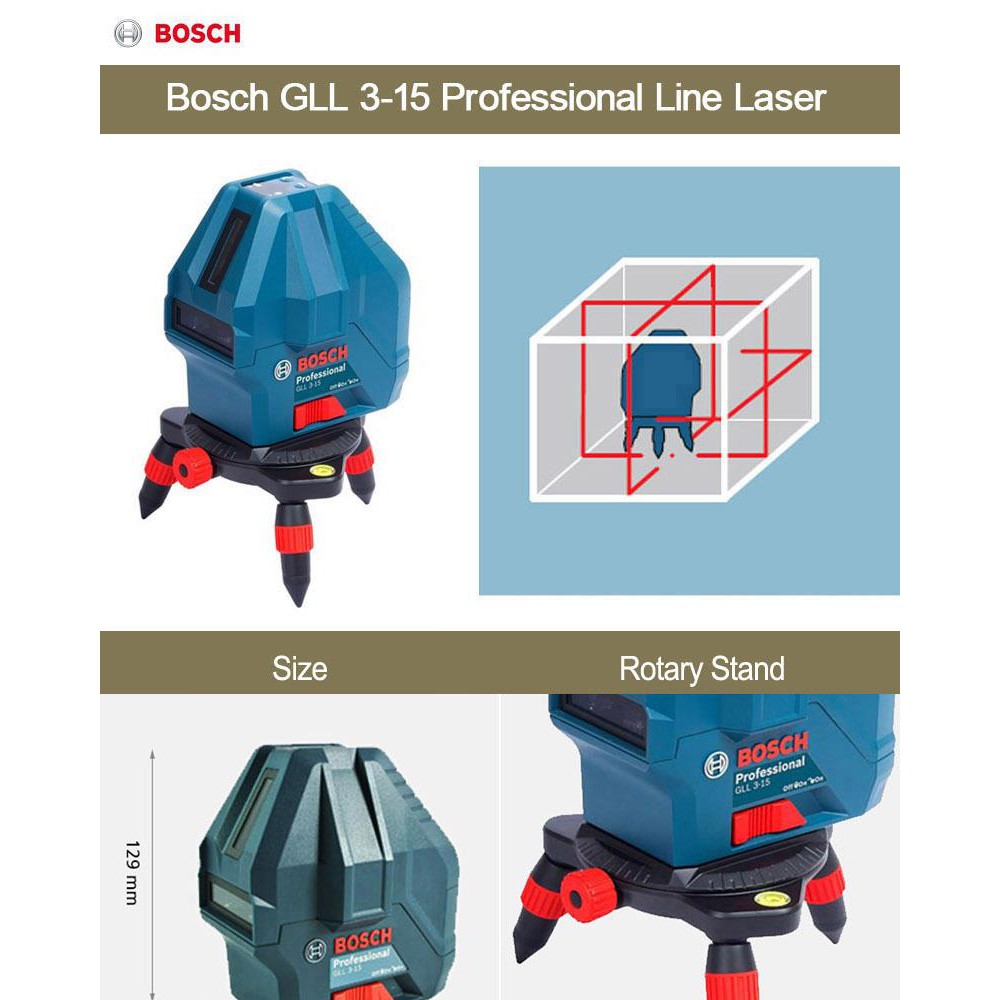 Máy Cân Mực Laser 3 Tia Bosch GLL 3-15X