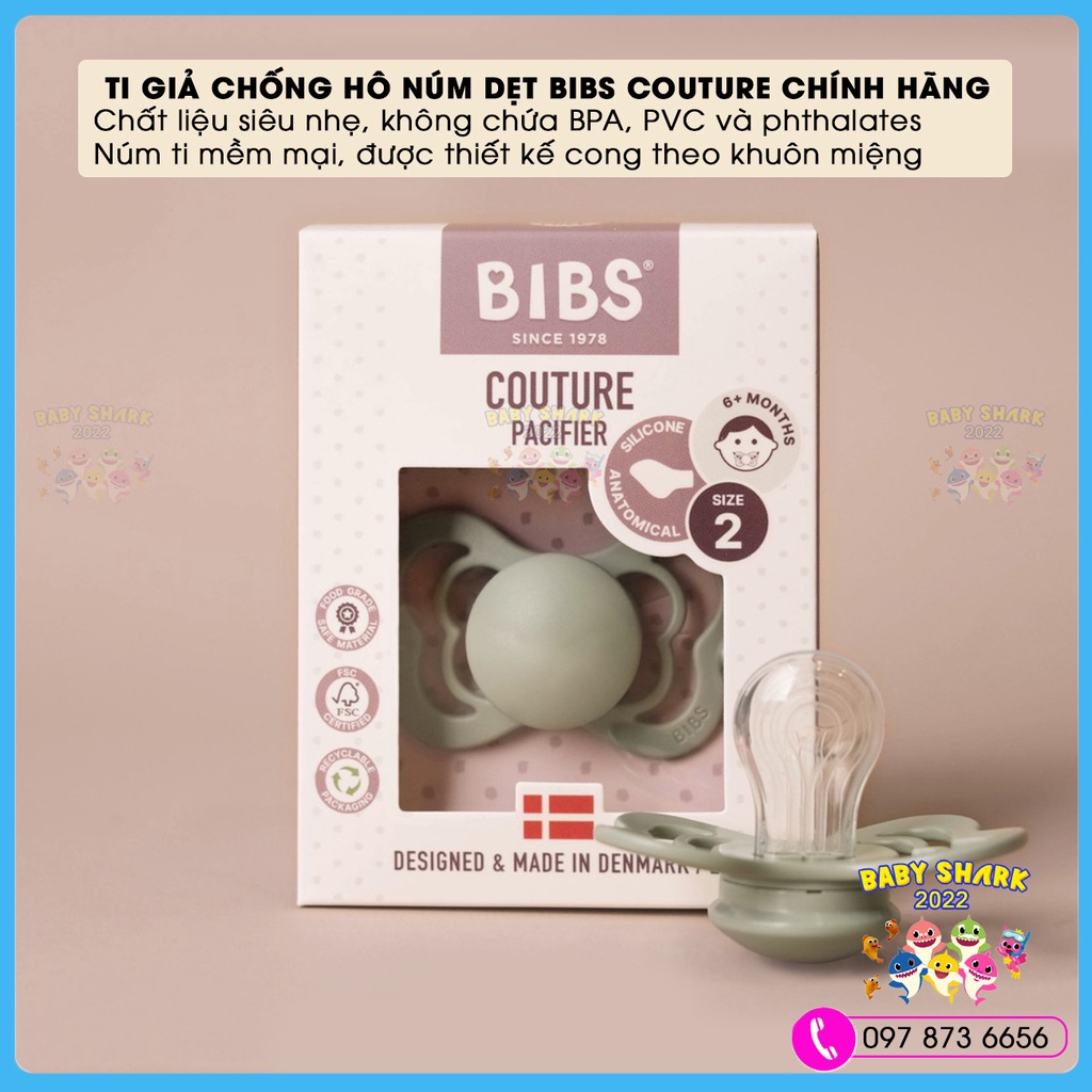 Ti giả núm dẹt chống hô cho bé BIBS Couture chính hãng Đan Mạch