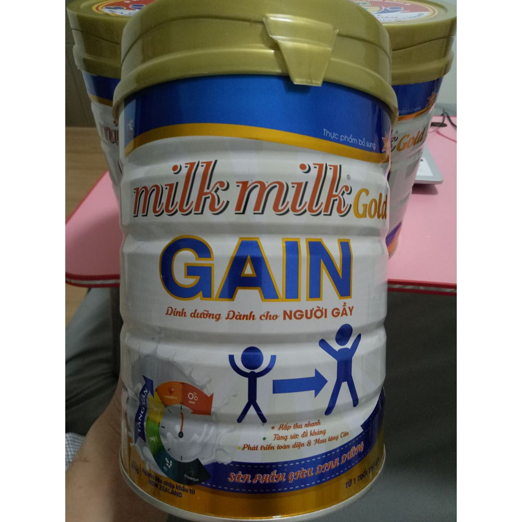 Sữa Bột Milkmilkgold Gain (900gr) tăng cân dành cho người gầy (Date 2025)