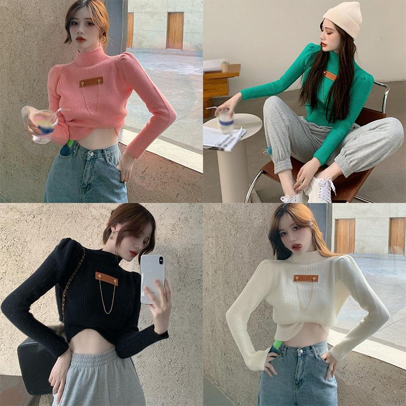 Áo Sweater Dệt Kim Tay Dài Cổ Cao Thiết Kế Trẻ Trung Cho Nữ | BigBuy360 - bigbuy360.vn