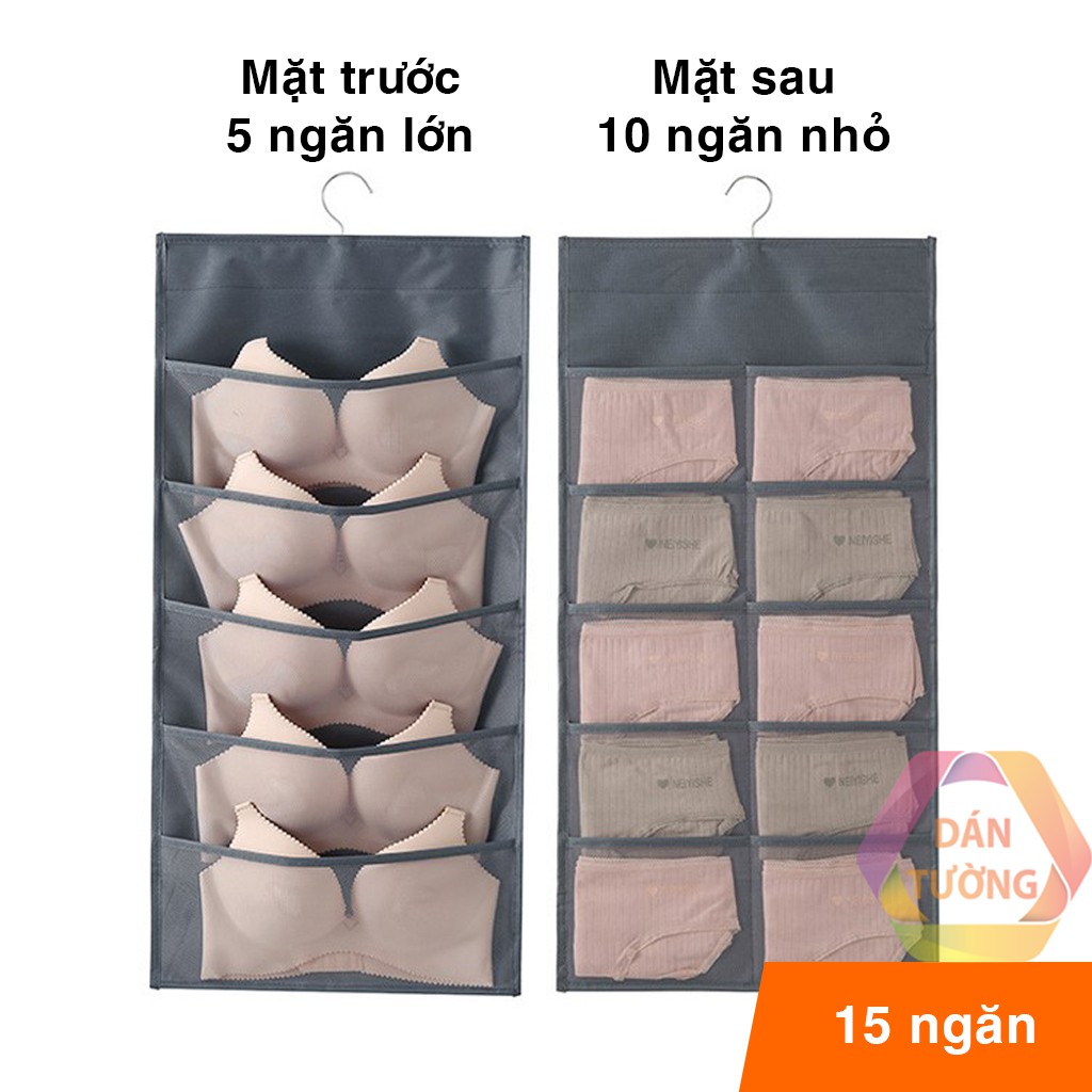 Khay túi đựng đồ lót, túi treo quần áo lót áo ngực tất vớ 15 ngăn MDT _T77 loại dày đẹp