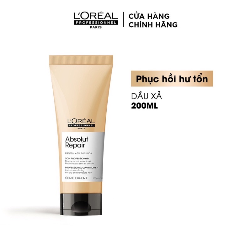 [L'OREAL CHÍNH HÃNG] DẦU XẢ LOREAL ABSOLUT REPAIR GOLD QUINOA 2021 PHỤC HỒI TÓC HƯ TỔN 200ML