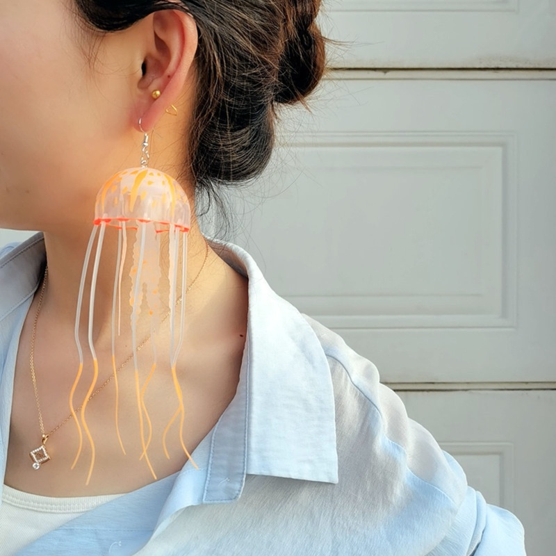 Bông Tai Dạng Móc Tua Rua Bằng Silicon Màu Thạch / Sứa Biển Thời Trang Diy Cho Nữ