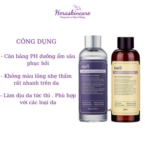Nước cân bằng Klairs không mùi lành tính an toán cho mọi loại da