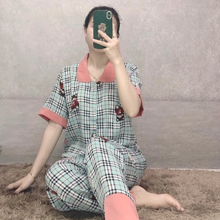 Bộ đồ ngủ Nữ Pyjama cổ sen Mango cao cấp