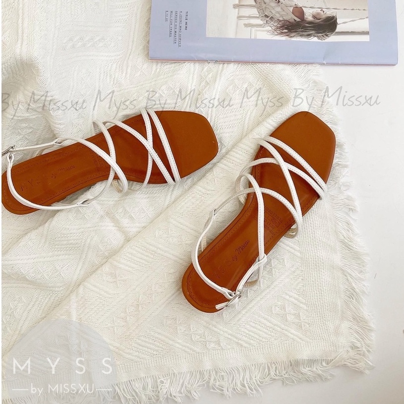 Giày sandal nữ dây chéo da thật 1,5cm cao cấp thời trang MYSS - SDDT04