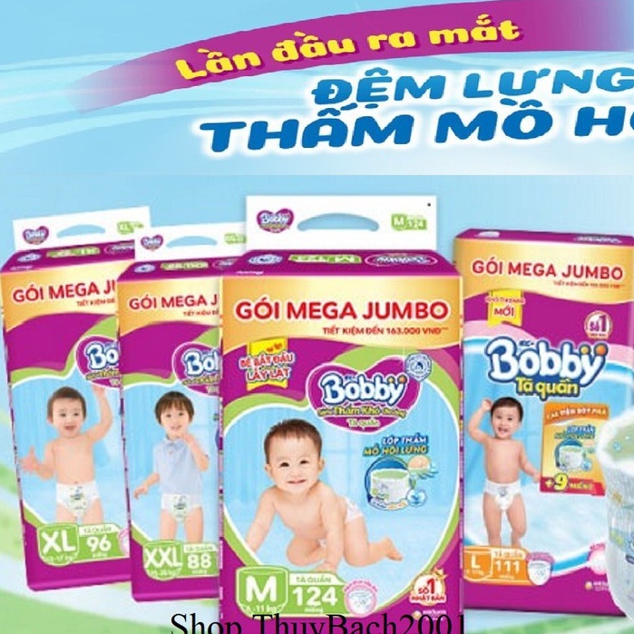  Tã quần Bobby Mega Jumbo M124/L108/L111/XL96/XXL88