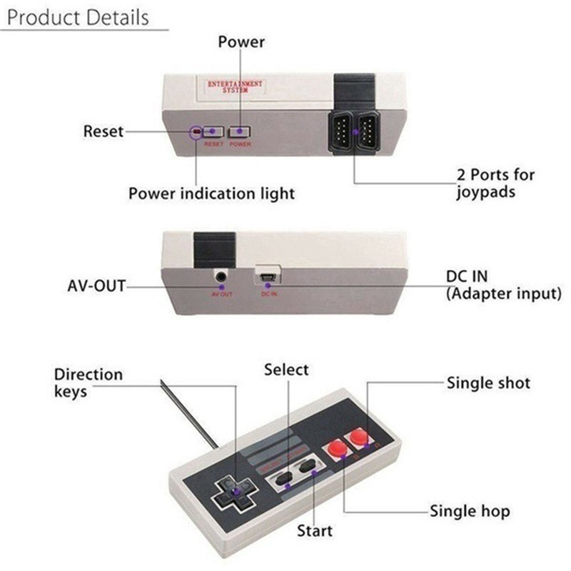 Máy Chơi Game Cổ Điển NES 2 Classic 620 4 NÚT Trò Chơi Cổng AV -DC3512