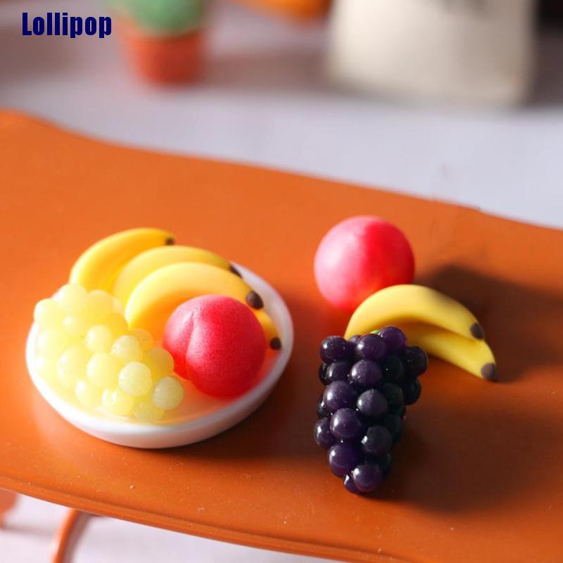 Đĩa trái cây giả mini 6 món trang trí nhà búp bê