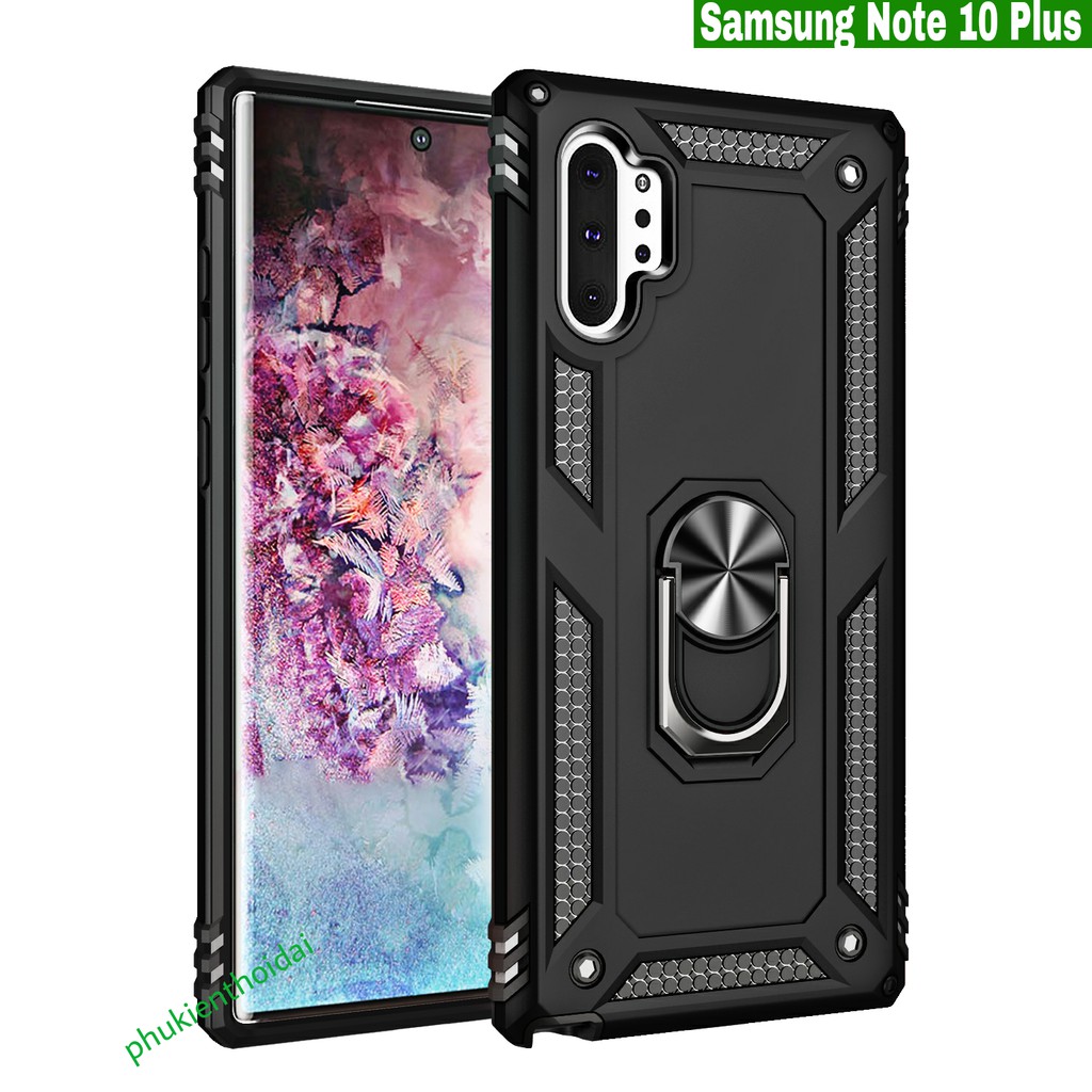 Ốp lưng Samsung Note 10 Plus chống sốc quân đội Iring nhẫn hút ô tô giá đỡ xem phim