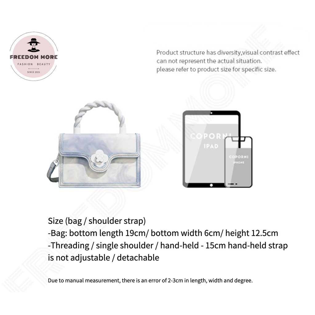 Túi Đeo Chéo Hình Vuông Nhỏ Thiết Kế Phối Khóa Hoa Màu Xanh Dương Phong Cách Xuân Hè Mới 2022