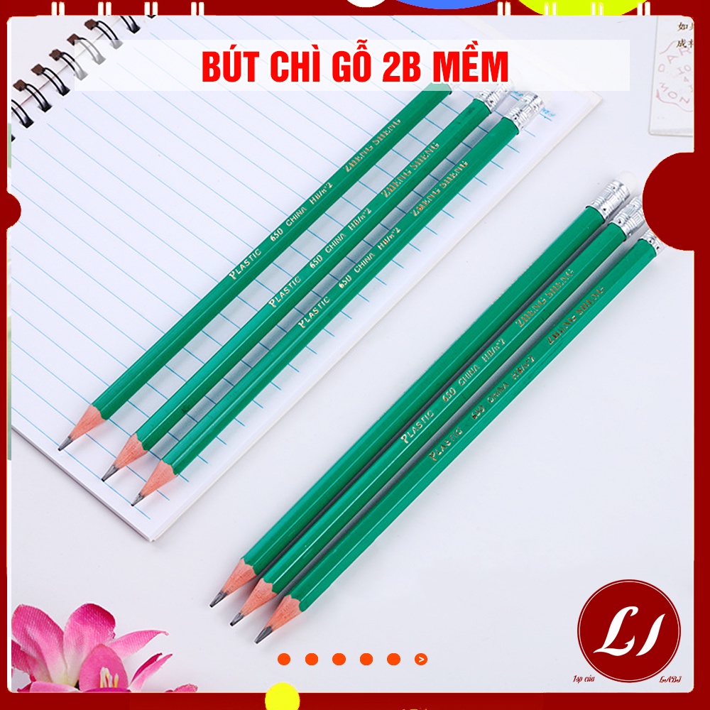 Combo 10 chiếc Bút chì gỗ 2B đầu tẩy tặng 1 GỌT CHÌ tiện lợi