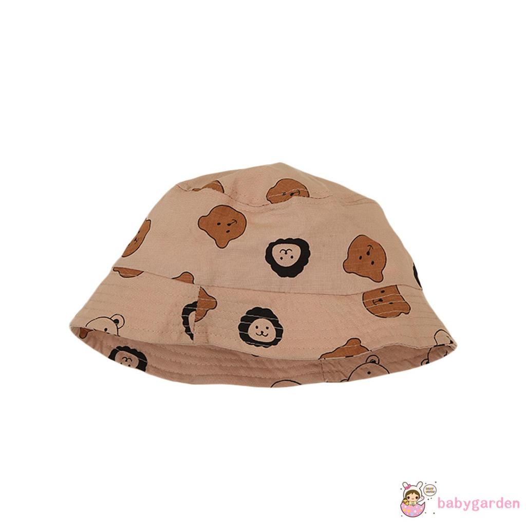 Mũ rộng vành chống nắng in hình gấu hoạt hình có thể gấp gọn thời trang mùa hè cho bé