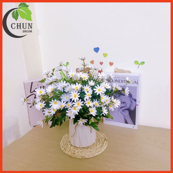 Hoa Giả Bình Hoa Cúc Họa Mi Cao Cấp Cao 35cm Trang Trí Nhà Cửa Lớp Học Cửa Hàng Văn Phòng