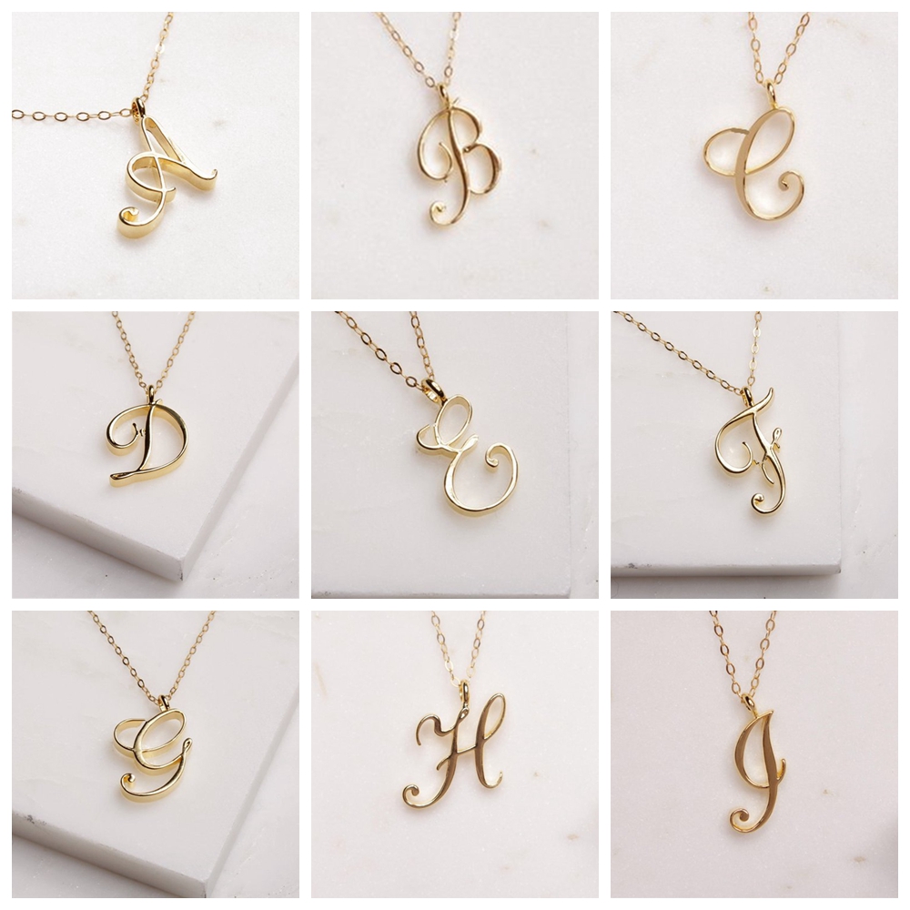 vòng cổ Hợp Kim Mạ Bạc Mặt Khắc Chữ Cái 26 Chữ Cái