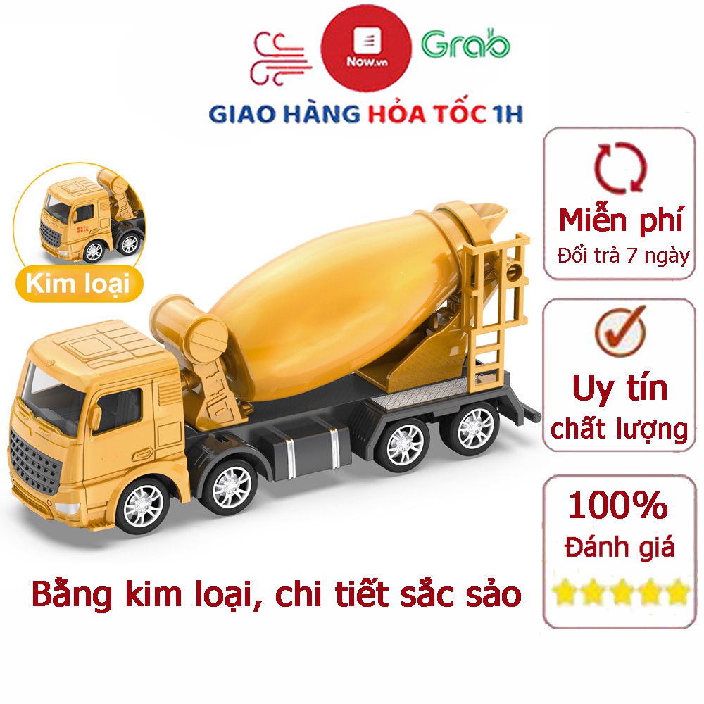 Đồ chơi mô hình xe trộn bê tông hợp kim sắt và nhựa an toàn, chi tiết sắc sảo, kích thích giác quan của bé