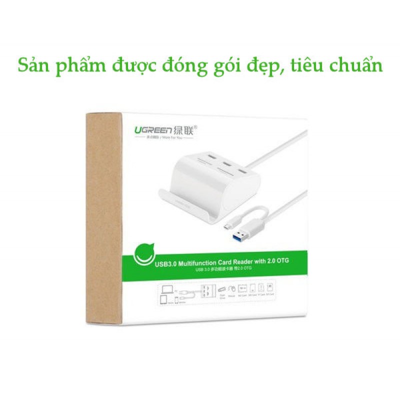 Bộ chia USB 3.0 + đọc thẻ TF/SD/MS/CF+OTG UGREEN 30343 (dây 50cm) Chính Hãng