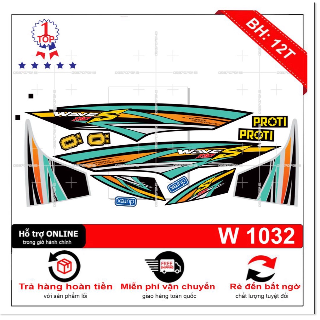 ( Quí khách vui lòng mang ra tiệm cho thợ dán ) Tem wave s 110 đen