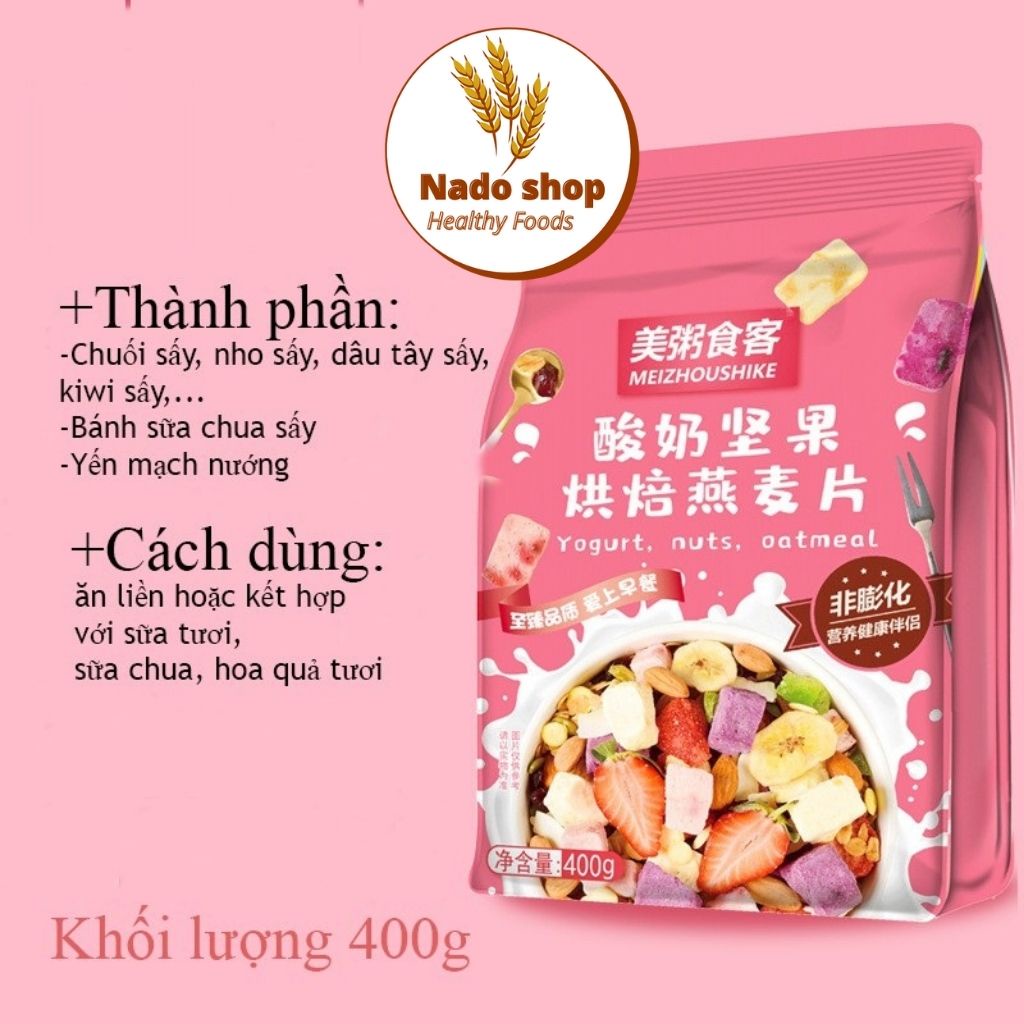 Ngũ cốc sữa chua hoa quả 400g, ngũ cốc dinh dưỡng siêu ngon, hỗ trợ giảm cân