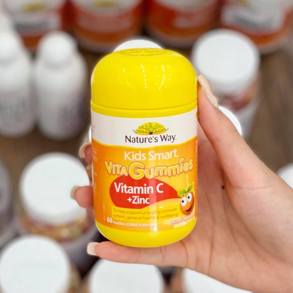Kẹo Dẻo Kids Smart Vita Gummies Vitamin C + Zinc Nature's Way Hộp 60 Viên Của Úc