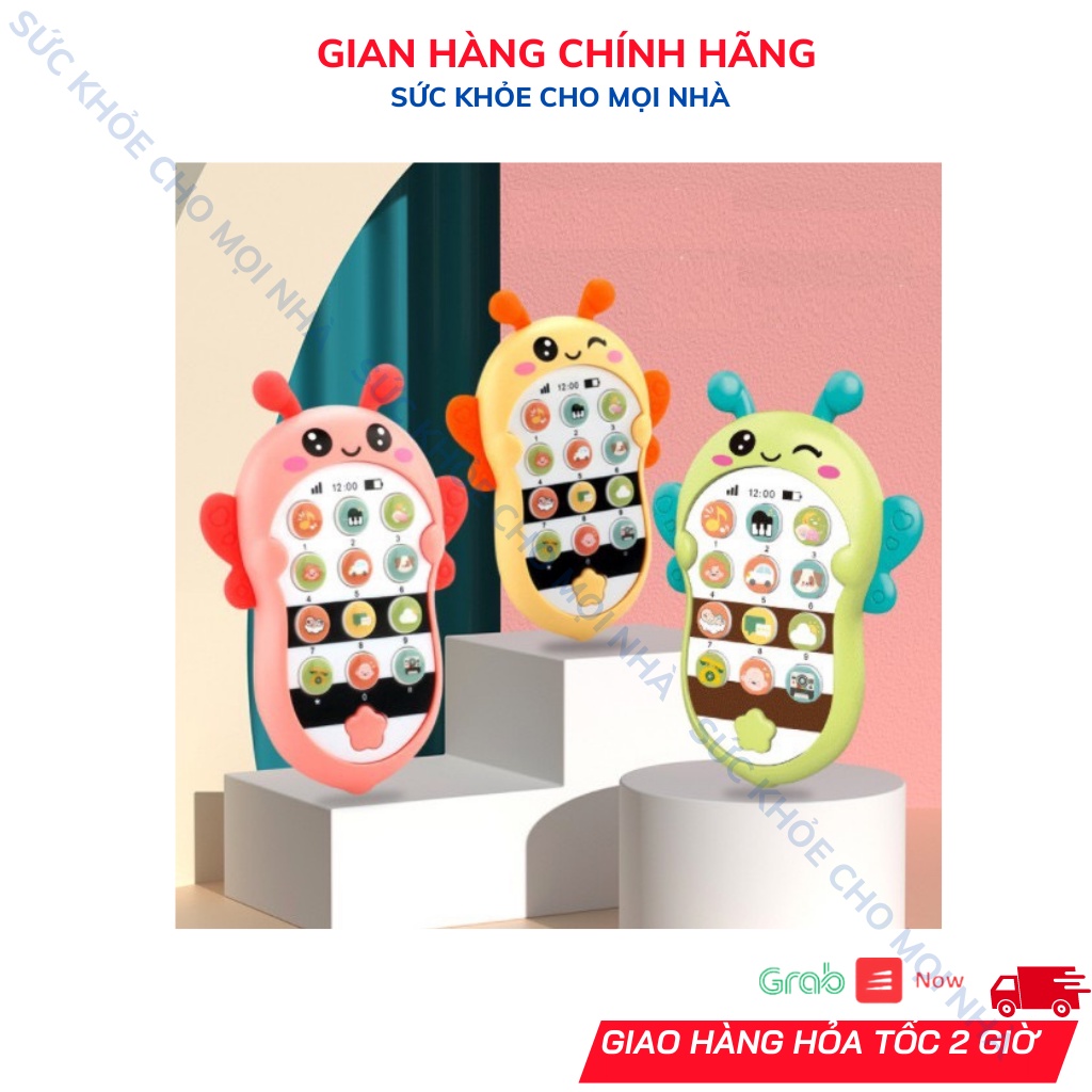 Điện thoại đồ chơi cho bé phát nhạc vui nhộn hình con Ong Kèm pin và dây đeo