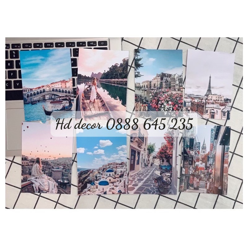 [ FreeShip ] Set 8 tấm thiệp postcard TRAVEL có sẵn decor trang trí phòng cực xinh