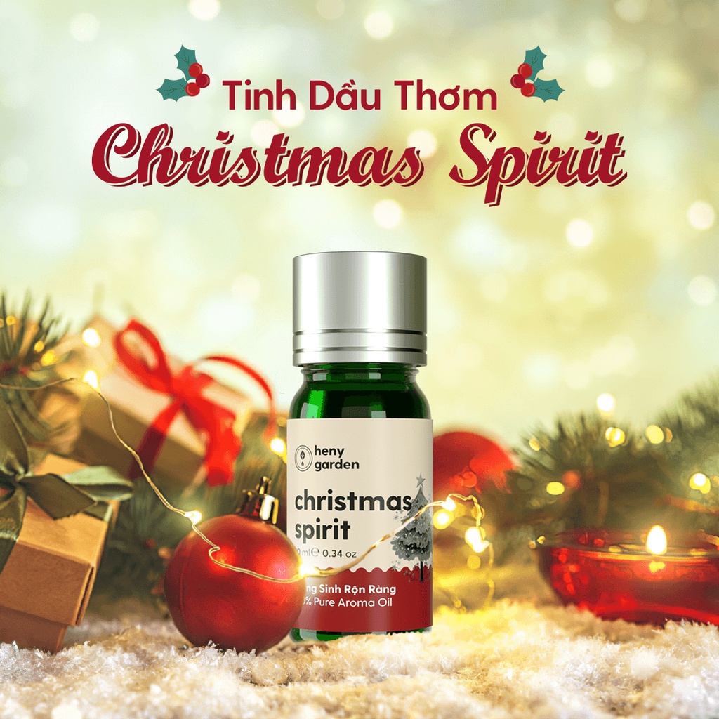 Tinh Dầu Phối Hương Christmas Spirit (Gỗ) Xông Thơm Phòng, Làm Nến Thơm Thiên Nhiên Heny Garden 10mL