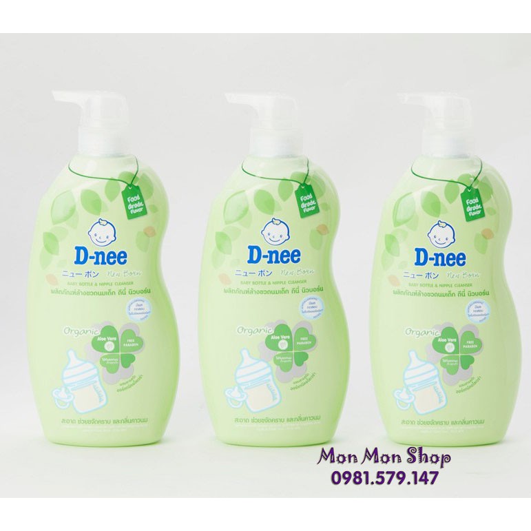 [Mẫu mới nhất] Chai nước rửa bình sữa/ xúc bình sữa Organic Dnee chuẩn Thái Lan 620ml có thể rửa trái cây, rau củ