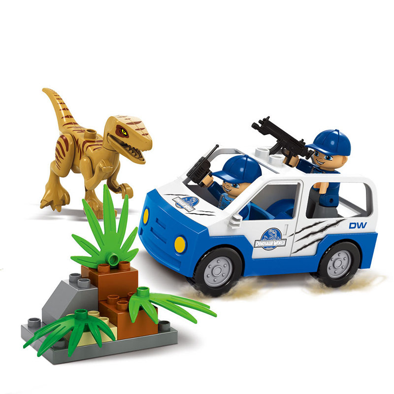 Duplo Tương thích Lego Bộ khủng long Thế giới kỷ Jura Minifigure Xe tải Khối xây dựng hạt lớn Quà tặng đồ chơi cho trẻ em