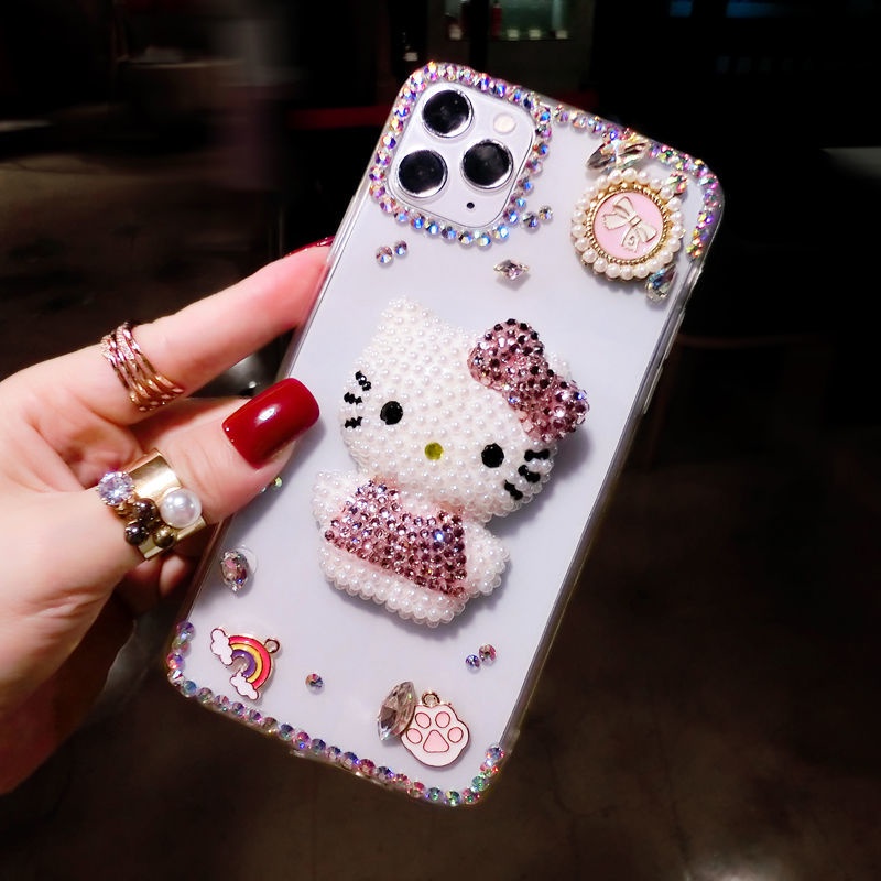 Ốp Điện Thoại Hình Mèo Kitty Đính Đá Cho Iphone 14Promax 12 11 13 XS XR 7 8 Plus Phone Case