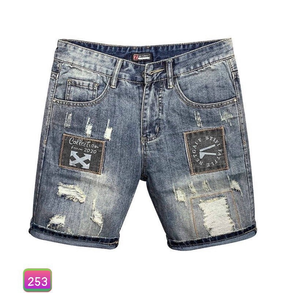 Quần Short Jean Đùi Ngắn Rin Nam Xanh Rách Co Giãn 4 chiều M225