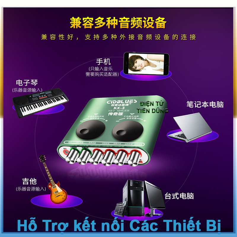 SOUND CARD KX3 DÙNG CHO CÁC MIC THU ÂM HOẶC MIC LIVESTREAM CÓ THỂ KARAOKE