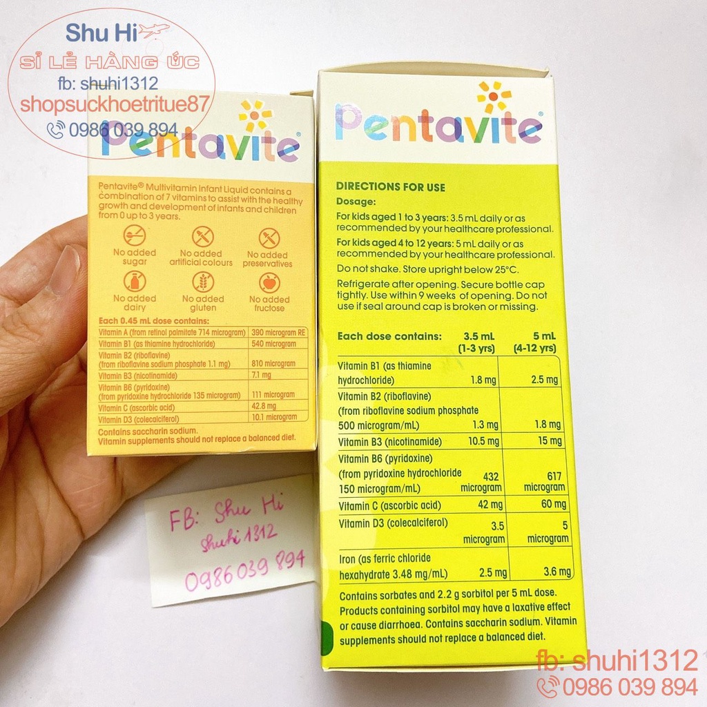 Vitamin tổng hợp và sắt pentavite cho bé từ 0 - 12 tuổi, Infant 30ml, pentavite gold multivitamin iron liquid kids 200ml