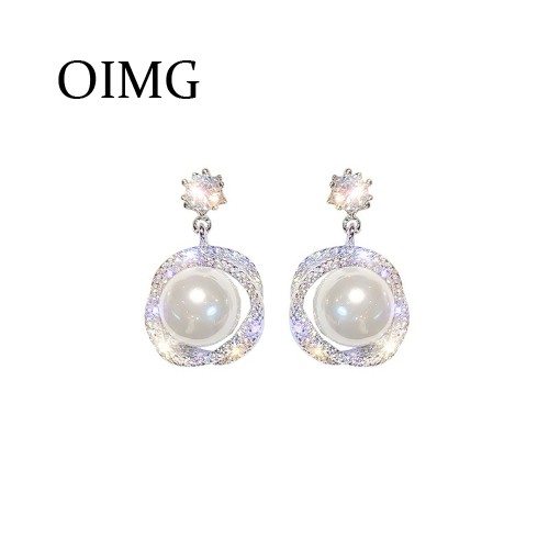 OIMG  Bông tai mạ bạc 925 đính đá theo phong cách Hàn Quốc thời trang cho nữ