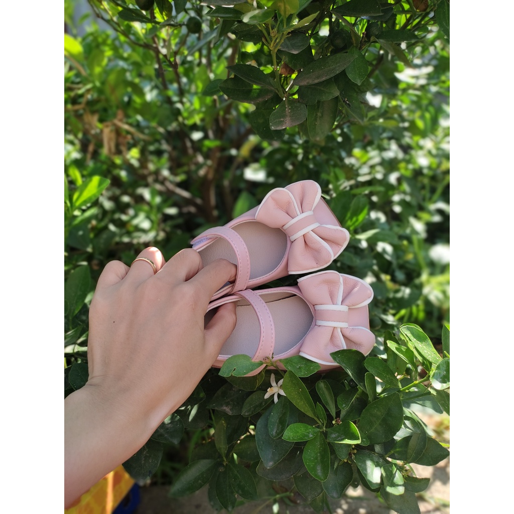 giày búp bê bé gái giày bệt cho bé nơ xinh xắn công chúa da PU mềm đế dẻo kiểu dáng hàn quốc thời trang QCCC F23