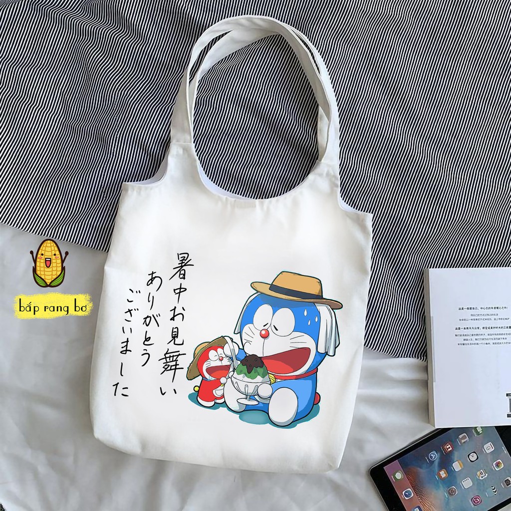 TÚI TOTE TRÒN DORA EMON P2 [CÓ KHÓA + TÚI CON] - VẢI CANVAS