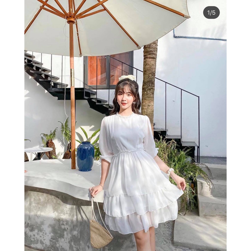 Đầm nữ trắng babydoll bánh bèo dạo phố cực hot vải may 2 lớp [babydoll] | BigBuy360 - bigbuy360.vn
