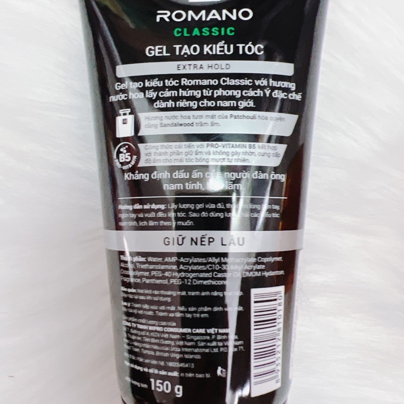 Gel tạo kiểu tóc Romano 150g - Sáp wax tóc giữ nếp cứng bóng mượt Romano 68g