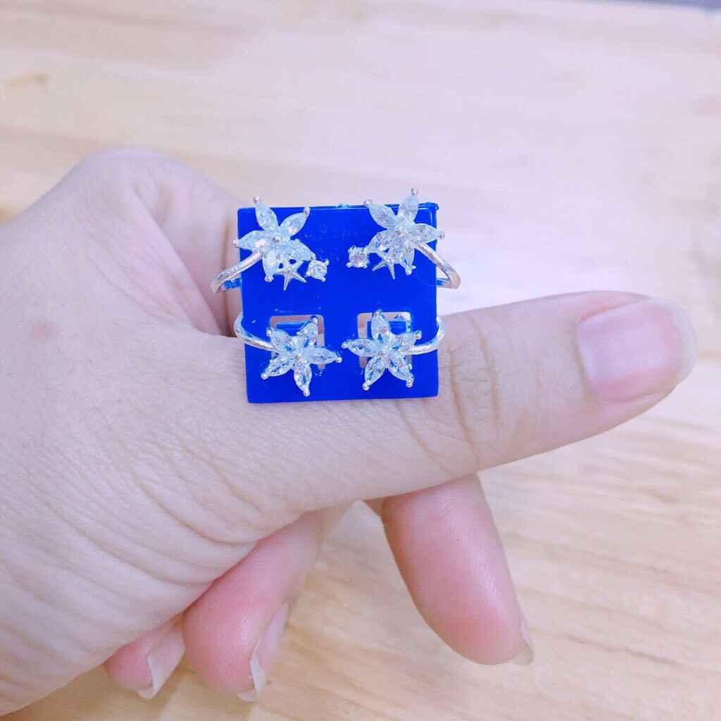 Bông tai kẹp gắn hoa bạc ta LINH MIU SILVER