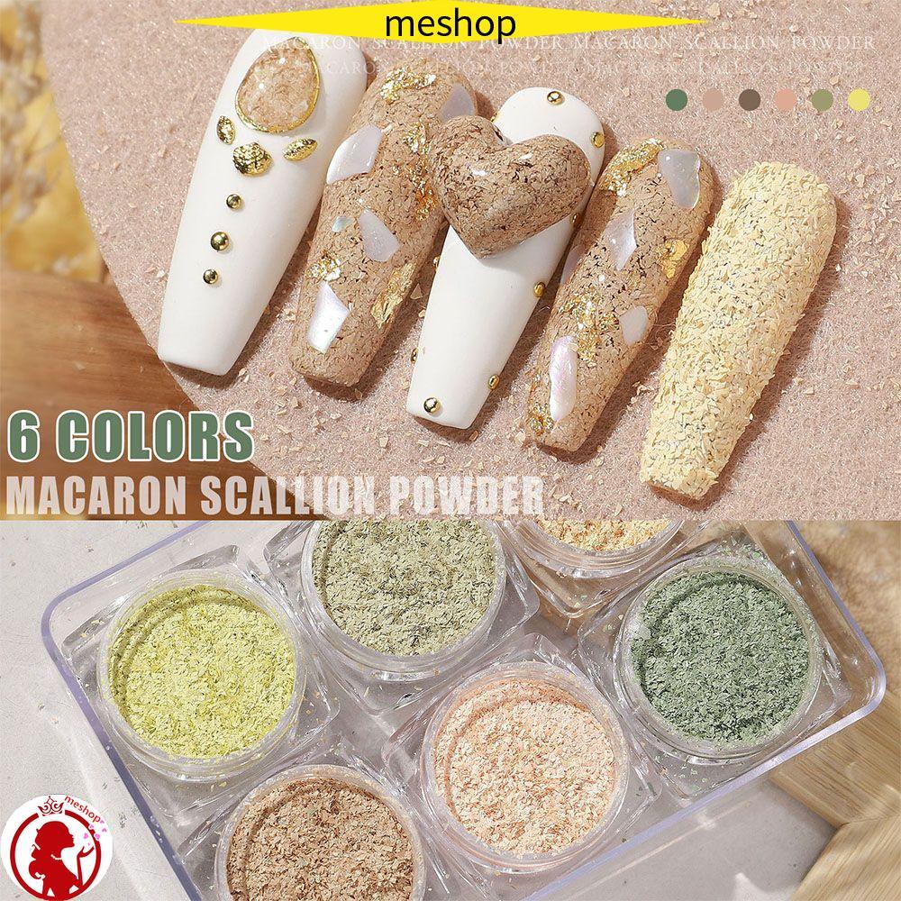 ❦ME❦ 6 Màu / Bộ 3D Mùn cưa long lanh Bột làm móng Macaron Hành lá Bột tự làm móng tay trang trí