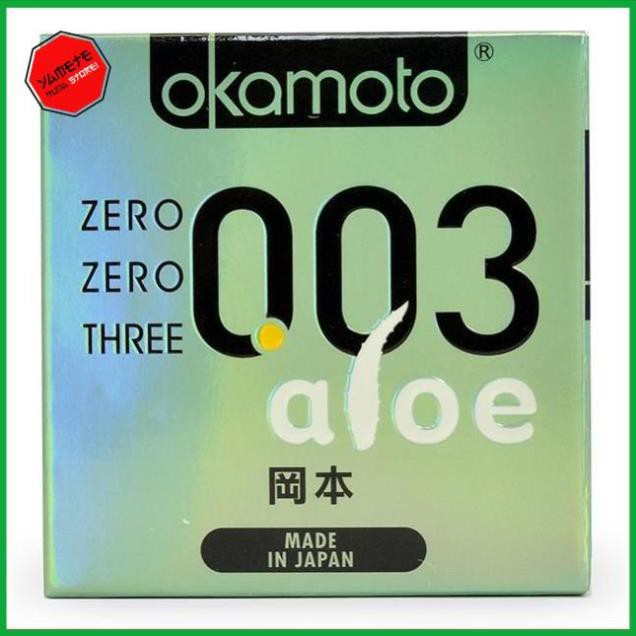 CHÍNH HÃNG 100% Bao Cao Su Okamoto 0.03 Aloe. Tinh Chất Lô Hội Hộp 3 Cái